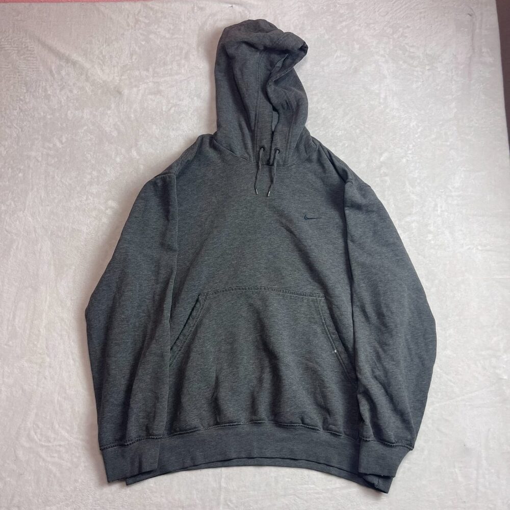 Nike Men's Grey Pullover Hoodie Size L Mini Swoosh Made in Turkey